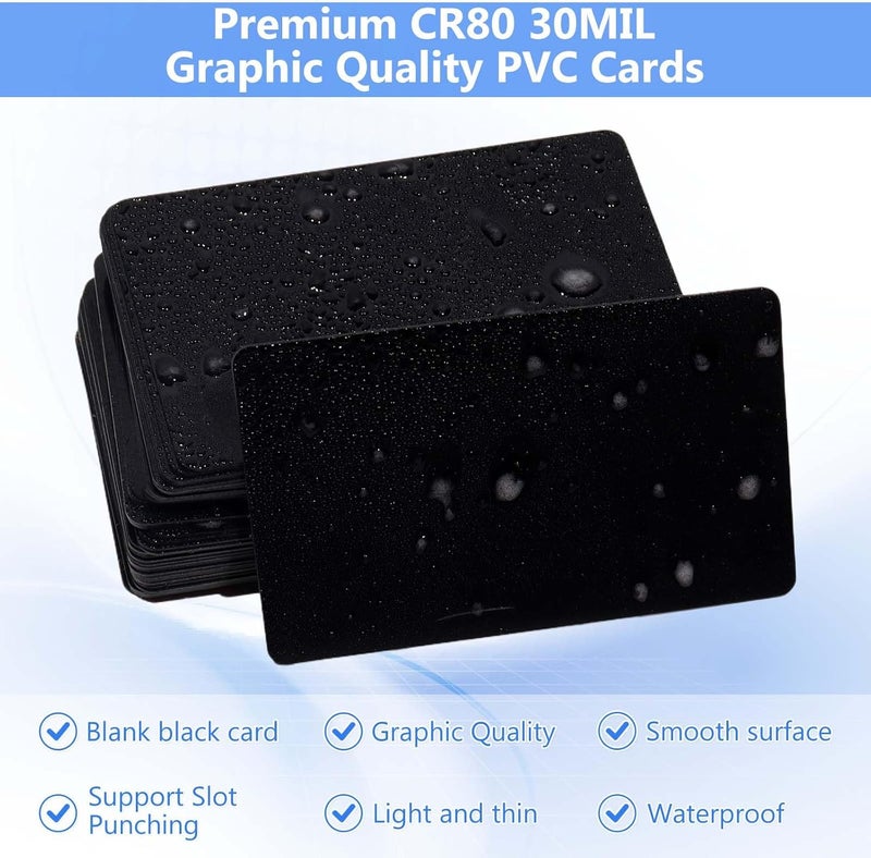 Klmnduo 250 Pack - Premium Blank PVC Cards for ID Badge Printers - Premium Quality Black CR80 30 Mil (CR8030) by - Compatible with Most Photo ID Badge Printers(Black) - Image 5